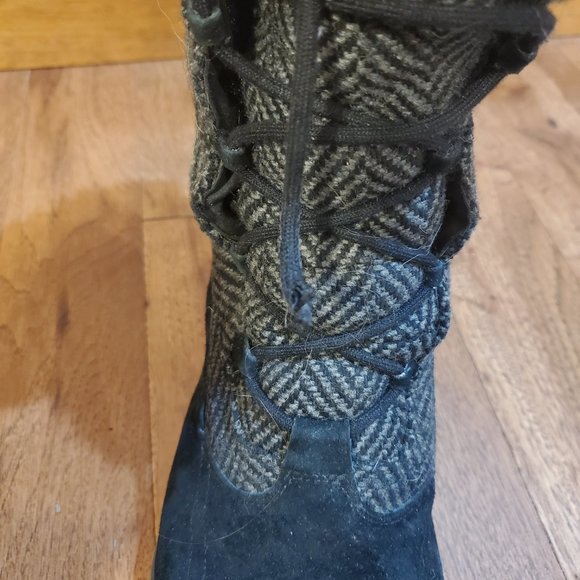 Skechers Black winter fur boots women's size 9 12" tall S5 - Picture 7 of 8